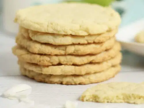 stack of coconut lime sugar cookies.